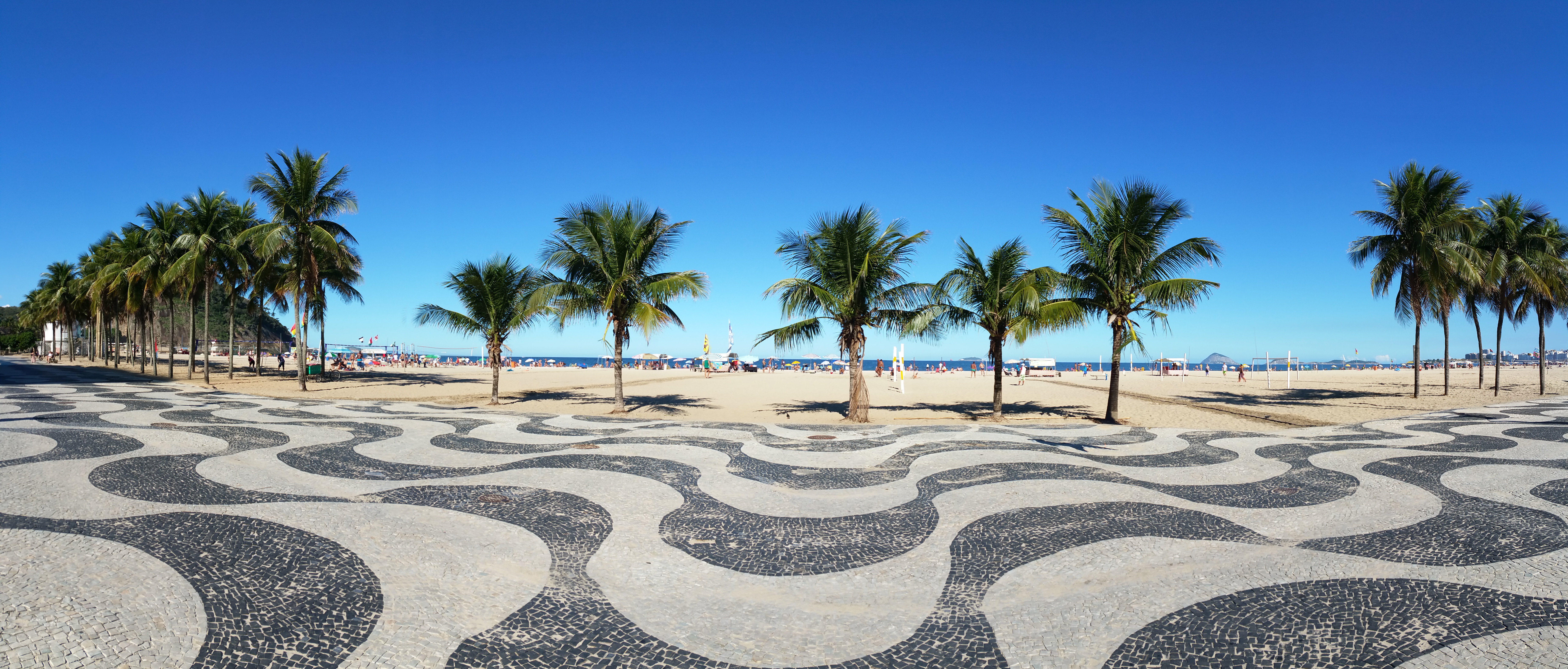 Calçadão e Praia de Copacabana no Rio de Janeiro